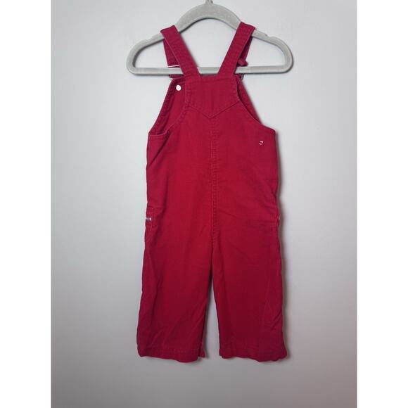 Izod Lacoste Vintage Red Corduroy Baby Overalls 9-12 Months - Picture 6 of 10